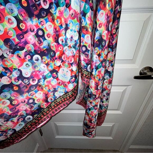 Halter Open Back Asymmetrical Sequins Embellished Mix Print Maxi Dress - Picture 8 of 12